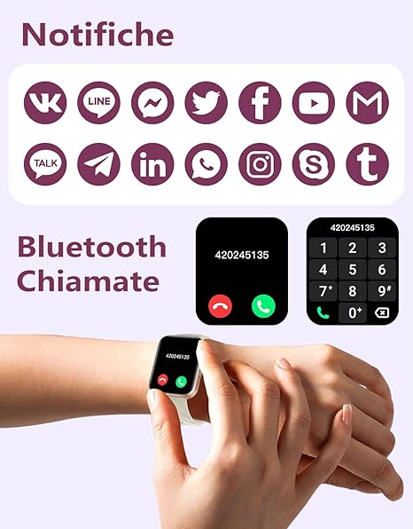 RUIMEN Smartwatch Men Women Calls and Whatsapp Smart Watch Pedometer Heart Rate Monitor Wrist Monitor Saturometer Smart Watch Fitness Sports Waterproof for Android iOS Galaxy