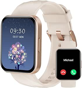 RUIMEN Smartwatch Men Women Calls and Whatsapp Smart Watch Pedometer Heart Rate Monitor Wrist Monitor Saturometer Smart Watch Fitness Sports Waterproof for Android iOS Galaxy