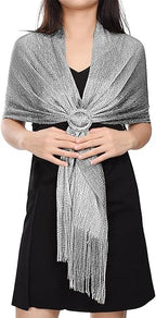 Elegant Women's Shawl with Fringes, Lightweight, Long, Elegant Scarf for Weddings, Parties, Ceremony, Brides, Suitable for All Seasons