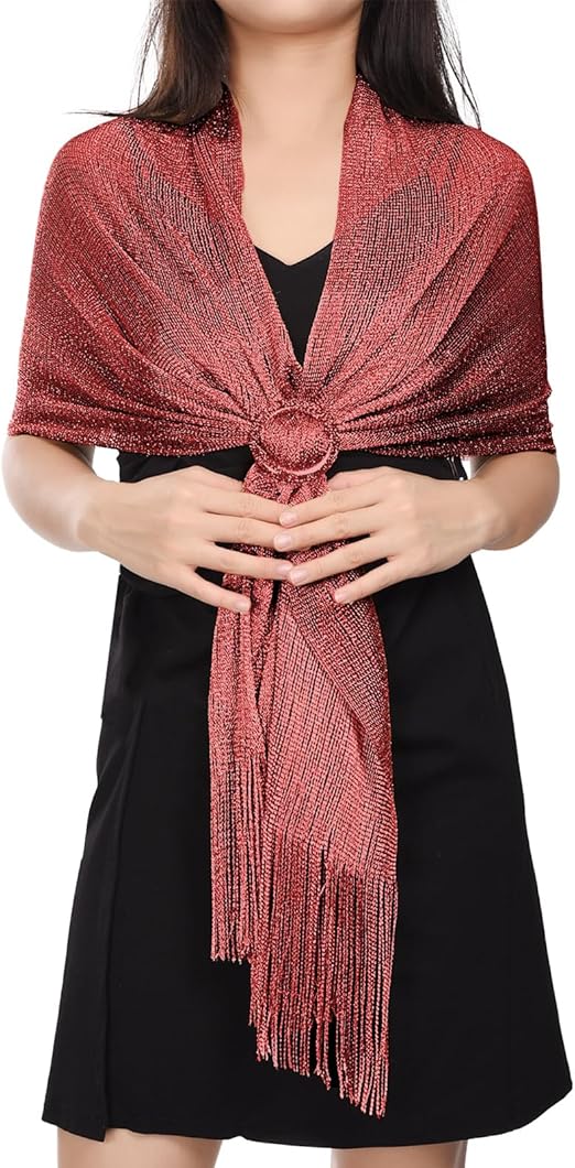 Elegant Women's Shawl with Fringes, Lightweight, Long, Elegant Scarf for Weddings, Parties, Ceremony, Brides, Suitable for All Seasons