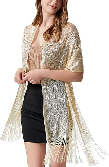 Elegant Women's Shawl with Fringes, Lightweight, Long, Elegant Scarf for Weddings, Parties, Ceremony, Brides, Suitable for All Seasons