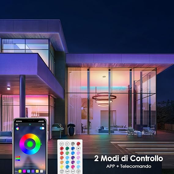 HOVVIDA LED Strip 5M, 30 LEDs/Meter, APP and Remote Control, 150 LEDs, 24V RGB LED, Music Mode, Timing Mode, LED for Room, Living Room, Kitchen, Bedroom, Bar, Party