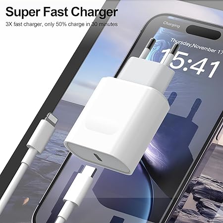 Charger for iPhone 14/14 Pro/14 Pro Max/14 Plus/13/12/11/XS/XR/X/SE, USB C Fast Charger with 2M Cable Plug Power Adapter Wall Charging Socket Trefard
