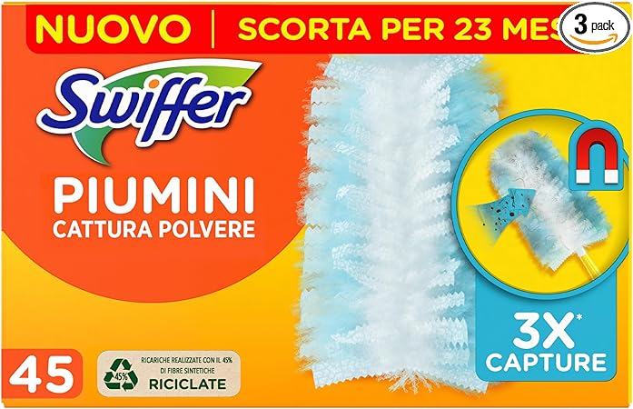 Swiffer Duster Duvets, 45 Duvets, Catches and Traps Dust and Dirt, Reaches Hardest Places in the House, Duvets with 45% Recycled Fibres