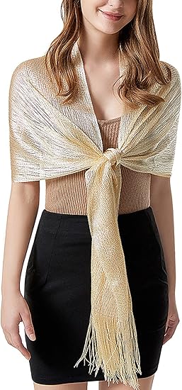 Elegant Women's Shawl with Fringes, Lightweight, Long, Elegant Scarf for Weddings, Parties, Ceremony, Brides, Suitable for All Seasons