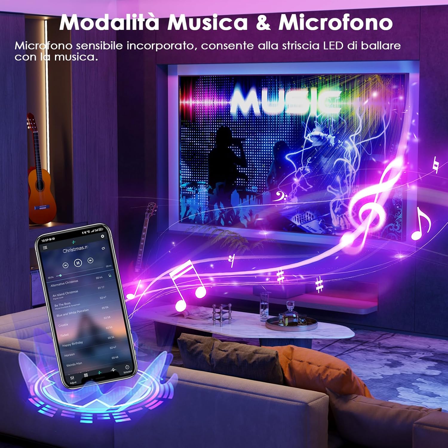HOVVIDA LED Strip 5M, 30 LEDs/Meter, APP and Remote Control, 150 LEDs, 24V RGB LED, Music Mode, Timing Mode, LED for Room, Living Room, Kitchen, Bedroom, Bar, Party