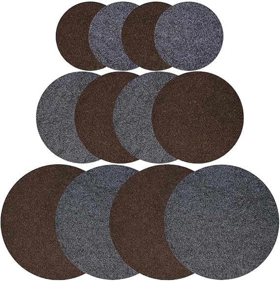 Absorbent Fabric Plant Mats, Reversible Plant Coasters, Non-Slip Saucers, 6/8/10 Inch Sizes, Water-Resistant, Sturdy, Set of 12, Indoor and Outdoor Gardening Accessories for Flower Pots