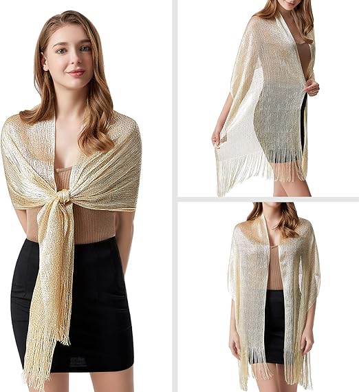 Elegant Women's Shawl with Fringes, Lightweight, Long, Elegant Scarf for Weddings, Parties, Ceremony, Brides, Suitable for All Seasons