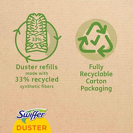 Swiffer Duster Duvets, 45 Duvets, Catches and Traps Dust and Dirt, Reaches Hardest Places in the House, Duvets with 45% Recycled Fibres