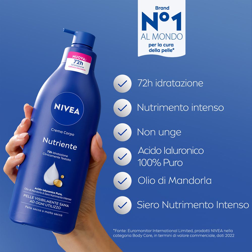 Nivea Nourishing Body Cream 500 ml, 72-hour moisturizing body cream for dry to very dry skin
