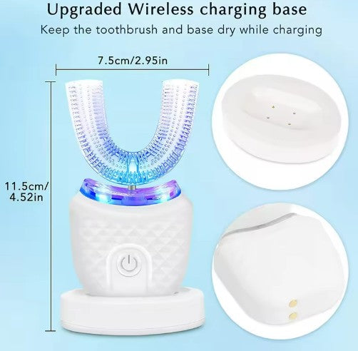 Wireless chargeable silicone bristle portable cleaning automatic toothbrush high quality u-shaped electric toothbrush