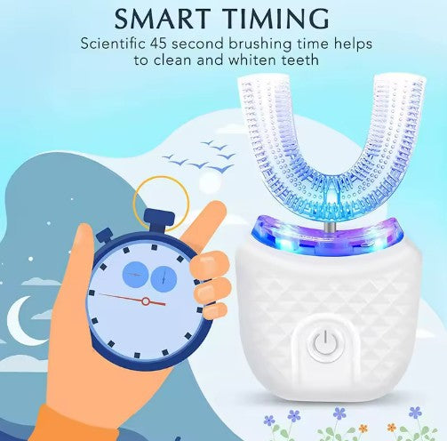 Wireless chargeable silicone bristle portable cleaning automatic toothbrush high quality u-shaped electric toothbrush