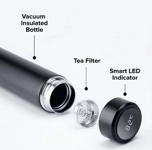 Stainless Steel Smart Water Bottle, Leak Proof, Double Walled, Keep Drink Hot & Cold, LCD Temperature Display