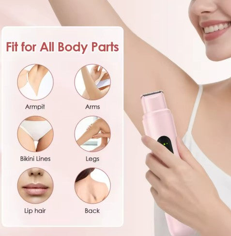 Electric Epilator 2-In-1 Double Head For Bikini Leg Women's Cordless Shaver Painless Body Hair Removal Waterproof Hair Trimmer
