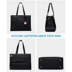 2 In 1 Lunch Tote Bag For Women 15.6 Inch Tote Bag With Lunch Compartment For Work,School Backpack Lunch Bag Purse Combo Bag