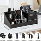 🖤 Sleek Black Perfume Organizer with Drawer – For Men’s Fragrances, Skincare & Toiletries | Stylish, Durable & Compact