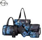6/Piece Set Mother Handbag Vintage Tote Bags Printed High Quality Women's Bag Trend One Shoulder Crossbody Women Handbags Purse