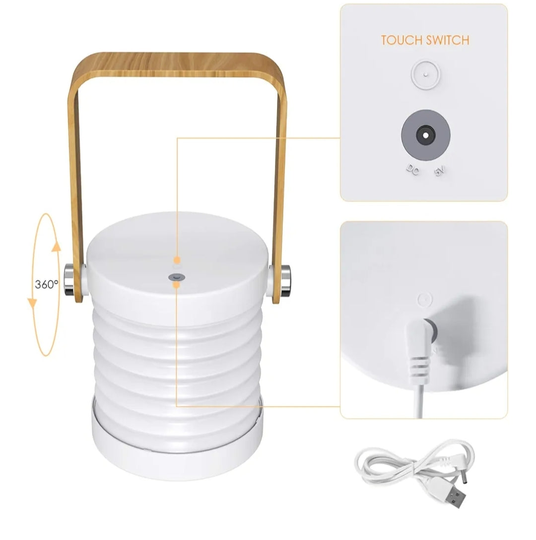 Felenny Portable Folding Lantern Lamp Touch Control LED Light with Wooden Handle Lantern Light USB Rechargeable Dimmable Desk Night Light for Bedroom Living Room Home