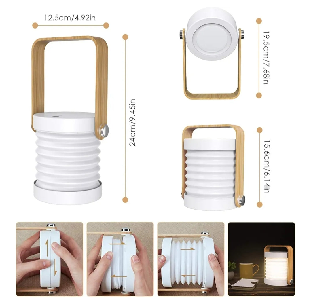 Felenny Portable Folding Lantern Lamp Touch Control LED Light with Wooden Handle Lantern Light USB Rechargeable Dimmable Desk Night Light for Bedroom Living Room Home
