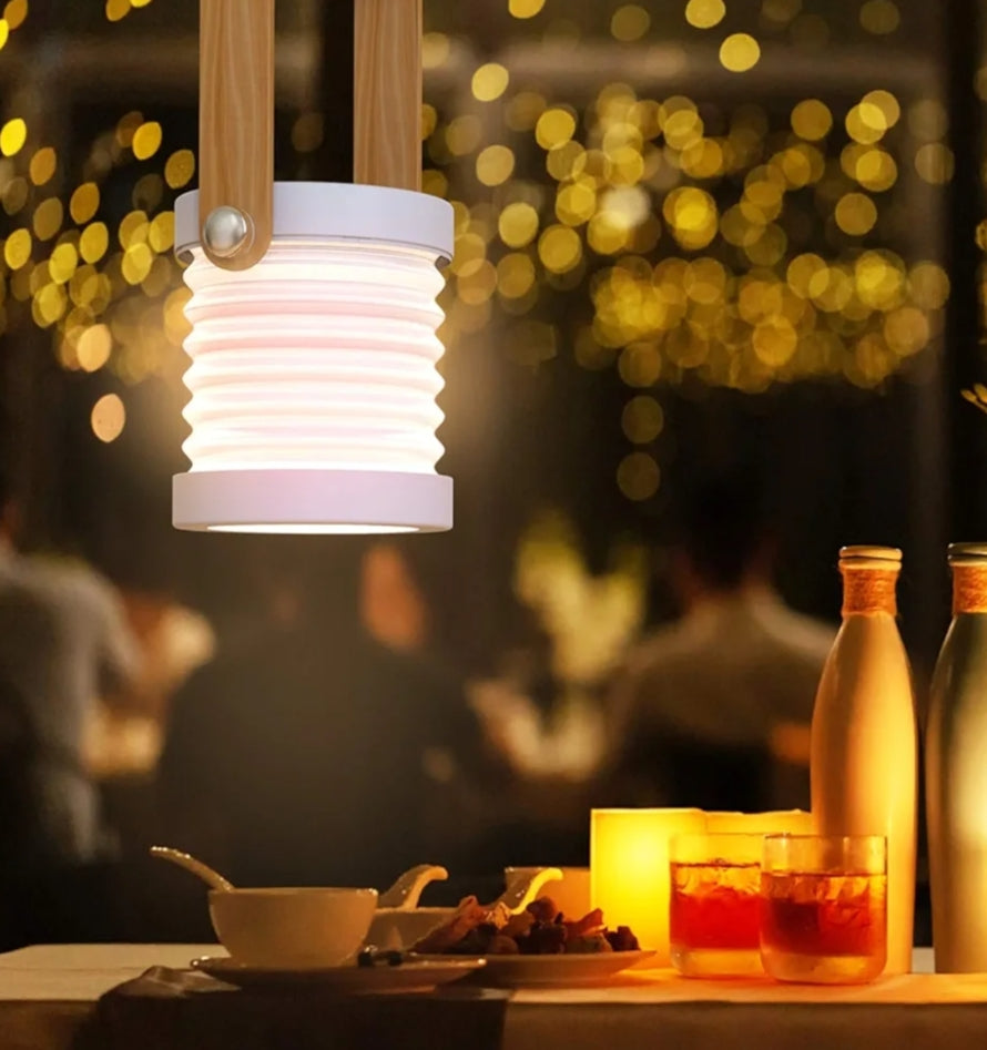 Felenny Portable Folding Lantern Lamp Touch Control LED Light with Wooden Handle Lantern Light USB Rechargeable Dimmable Desk Night Light for Bedroom Living Room Home