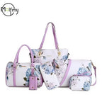 6/Piece Set Mother Handbag Vintage Tote Bags Printed High Quality Women's Bag Trend One Shoulder Crossbody Women Handbags Purse
