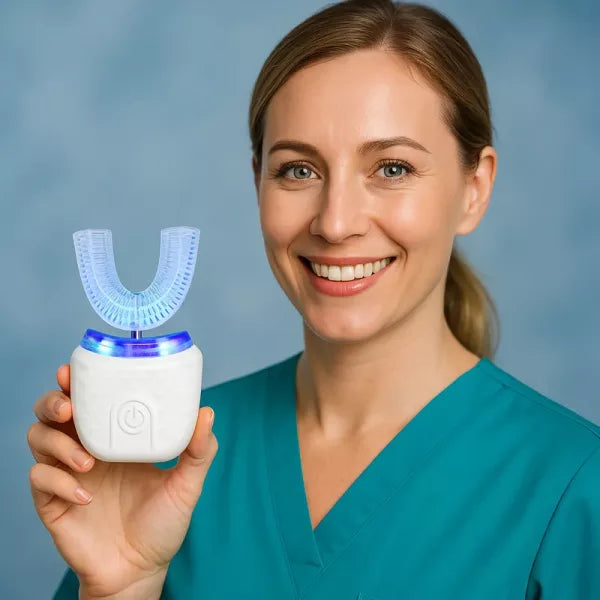 Wireless chargeable silicone bristle portable cleaning automatic toothbrush high quality u-shaped electric toothbrush